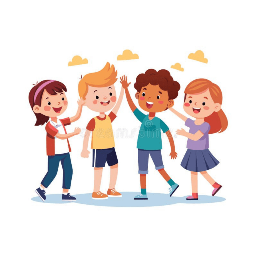 Illustration d’enfants joyeux jouant ensemble