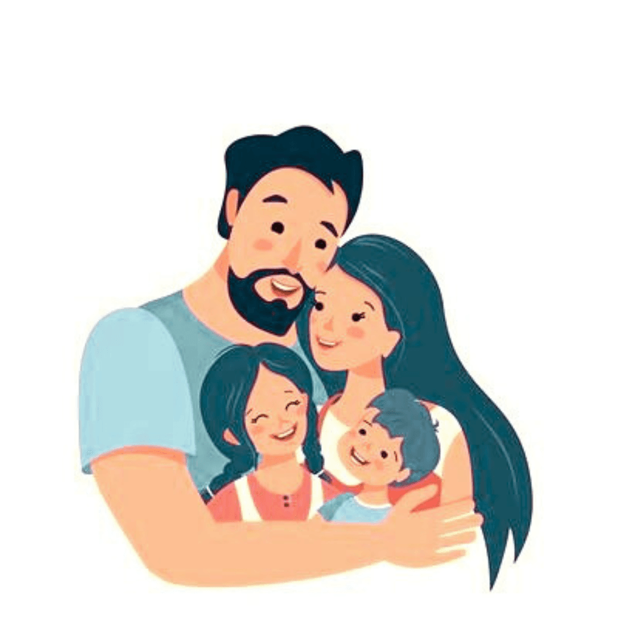 Illustration d’une famille tendrement enlacée