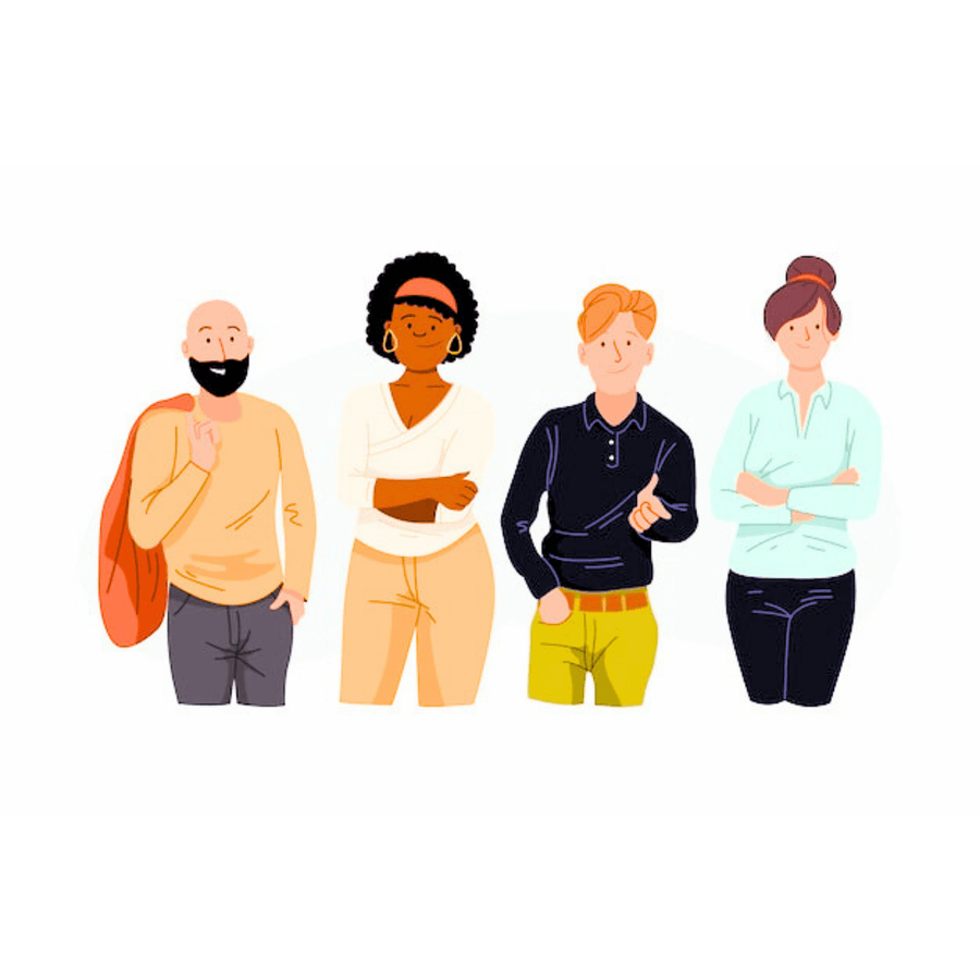 Illustration de personnes de tous âges, représentant la diversité des publics accompagnés