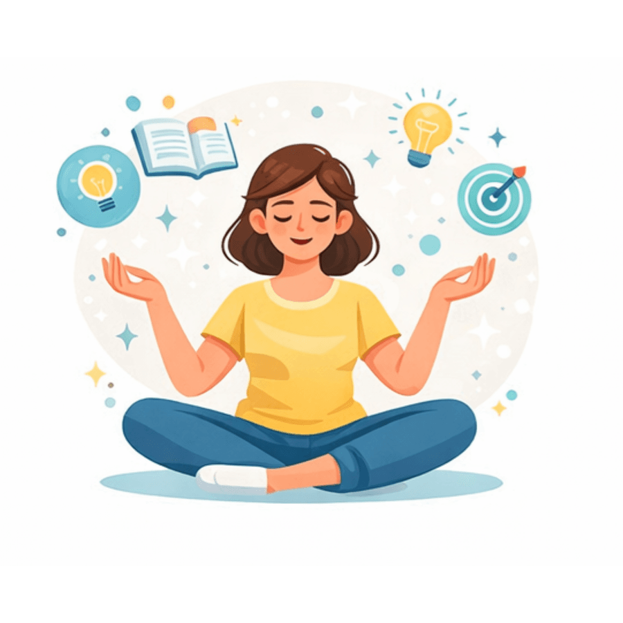 Illustration d’une personne concentrée, idées et objectifs