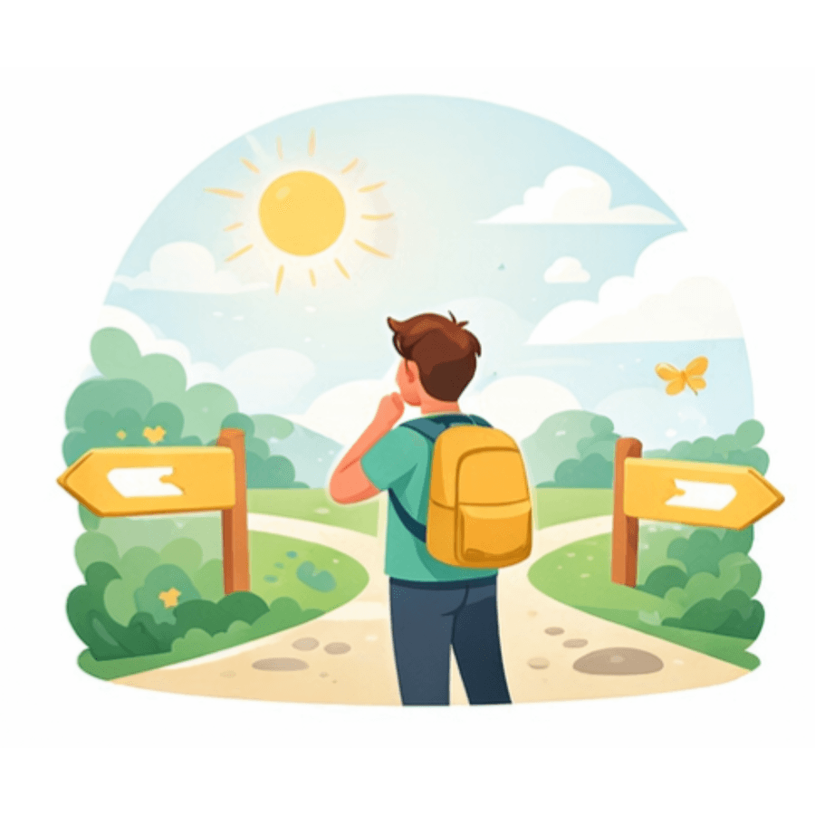 Illustration d’une personne à la croisée des chemins