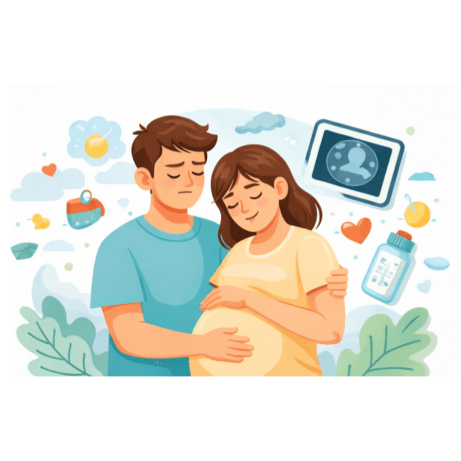 Illustration d’un couple attendant un enfant