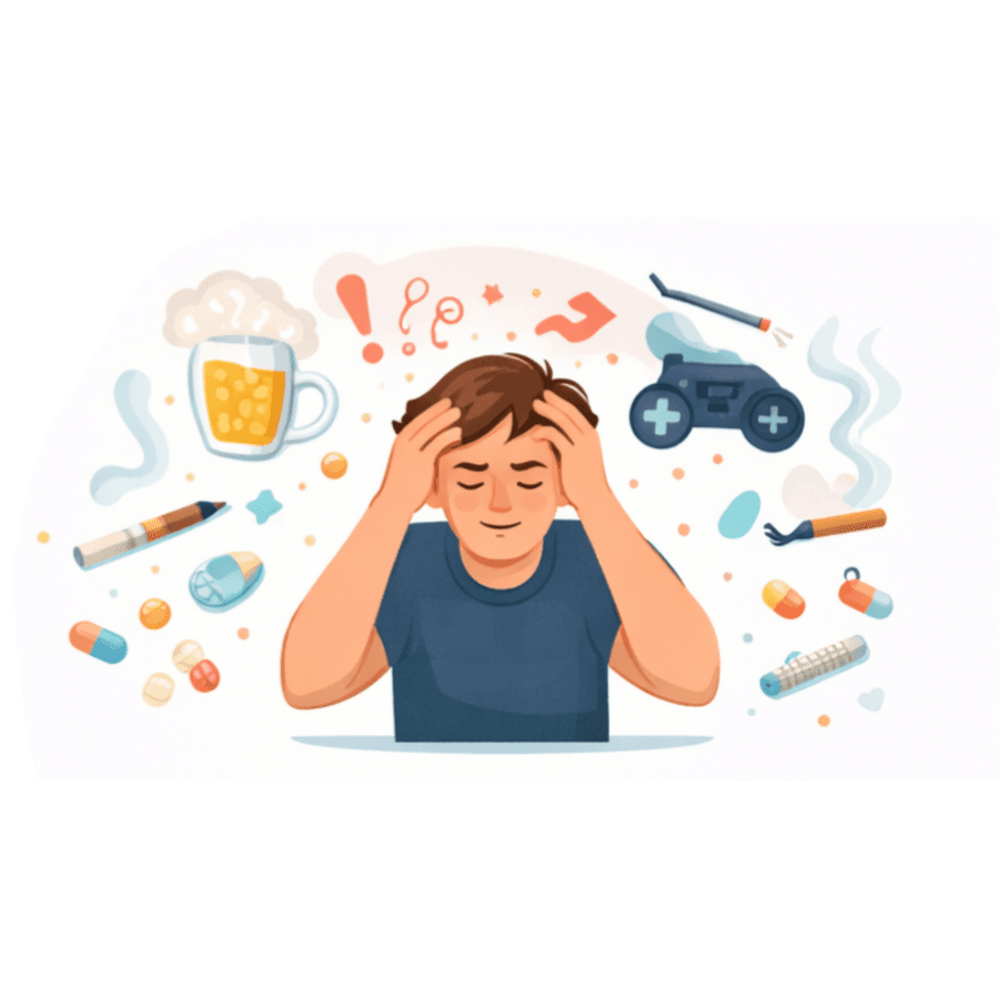 Illustration évoquant les addictions et comportements à risque